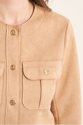 Chaqueta de mujer de manga larga, de antelina.