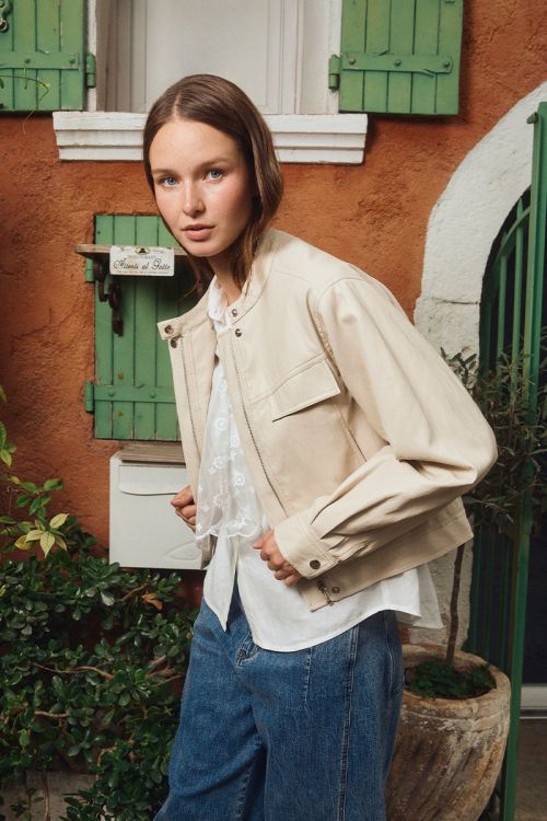 Short mortard jacket, imitation leather effect