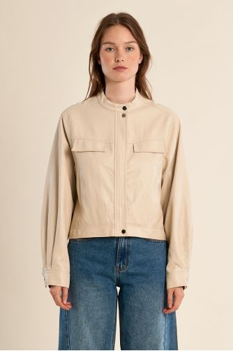 Veste courte mortard, effet simili-cuir