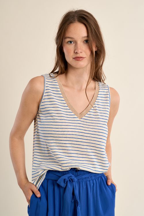 Tank top with wide straps, sailor shirt