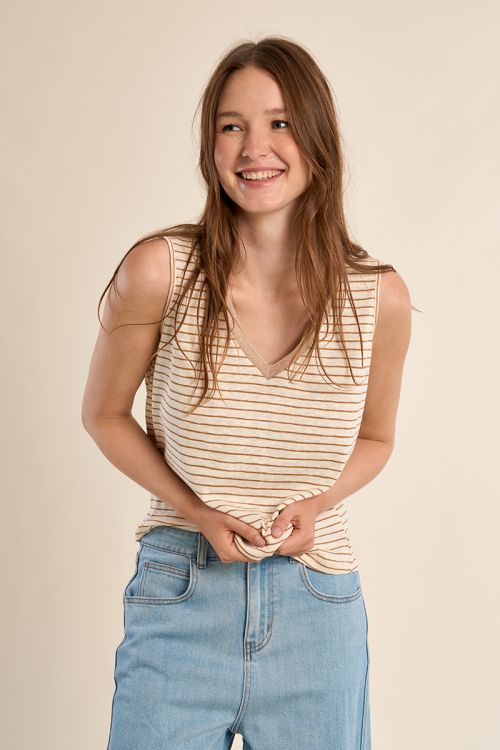 Tank top with wide straps, sailor shirt