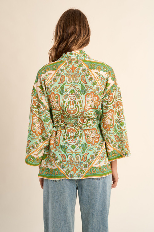 Kimono satiné et imprimé