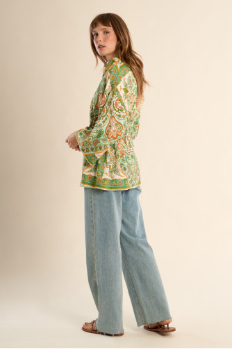 Kimono satiné et imprimé