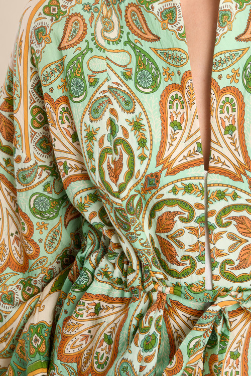 Satin and printed kimono