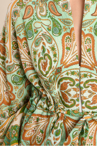 Kimono satiné et imprimé