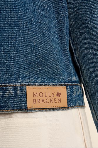 Veste en denim, col rond