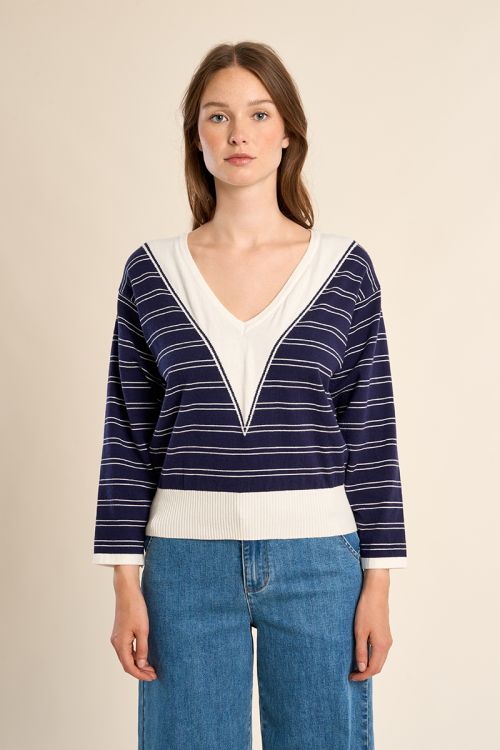 Jersey de mujer de manga larga, estampado rayas.