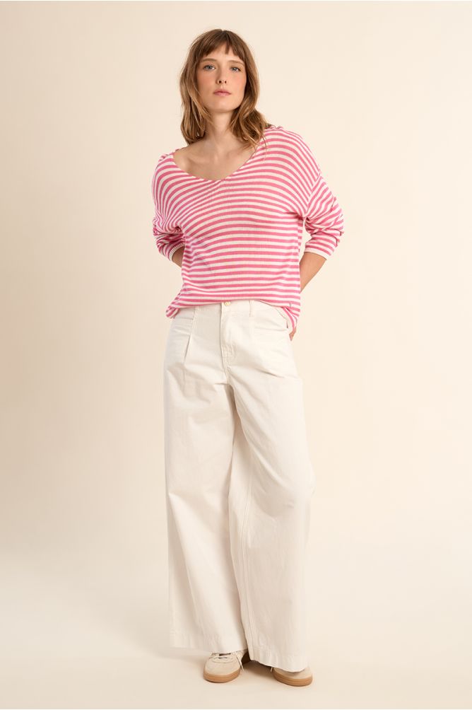 Jersey de mujer de manga larga, estampado rayas.