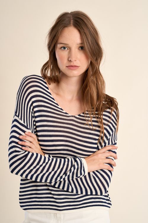 Jersey de mujer de manga larga, estampado rayas.