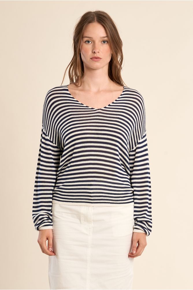 Jersey de mujer de manga larga, estampado rayas.