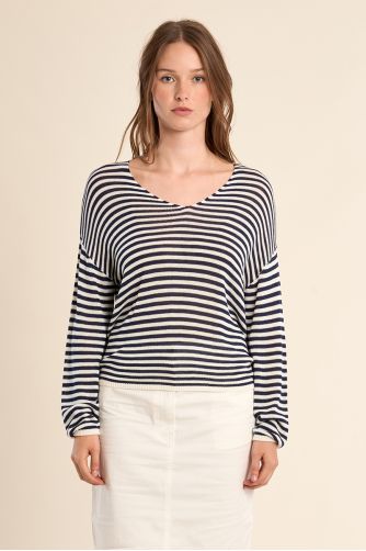 Jersey de mujer de manga larga, estampado rayas.