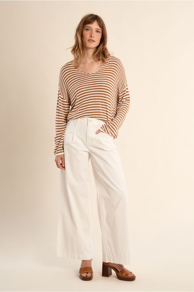 Jersey de mujer de manga larga, estampado rayas.