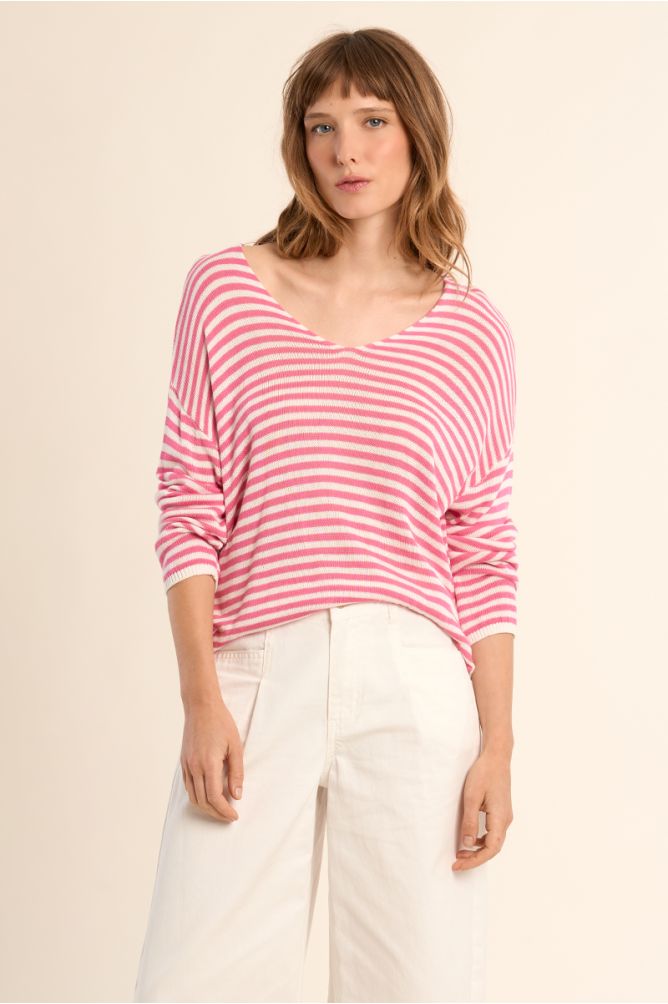 Jersey de mujer de manga larga, estampado rayas.