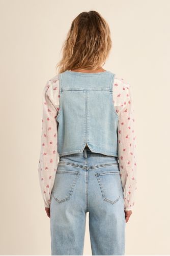 Veston en denim, col V