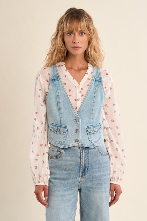 Veston en denim, col V