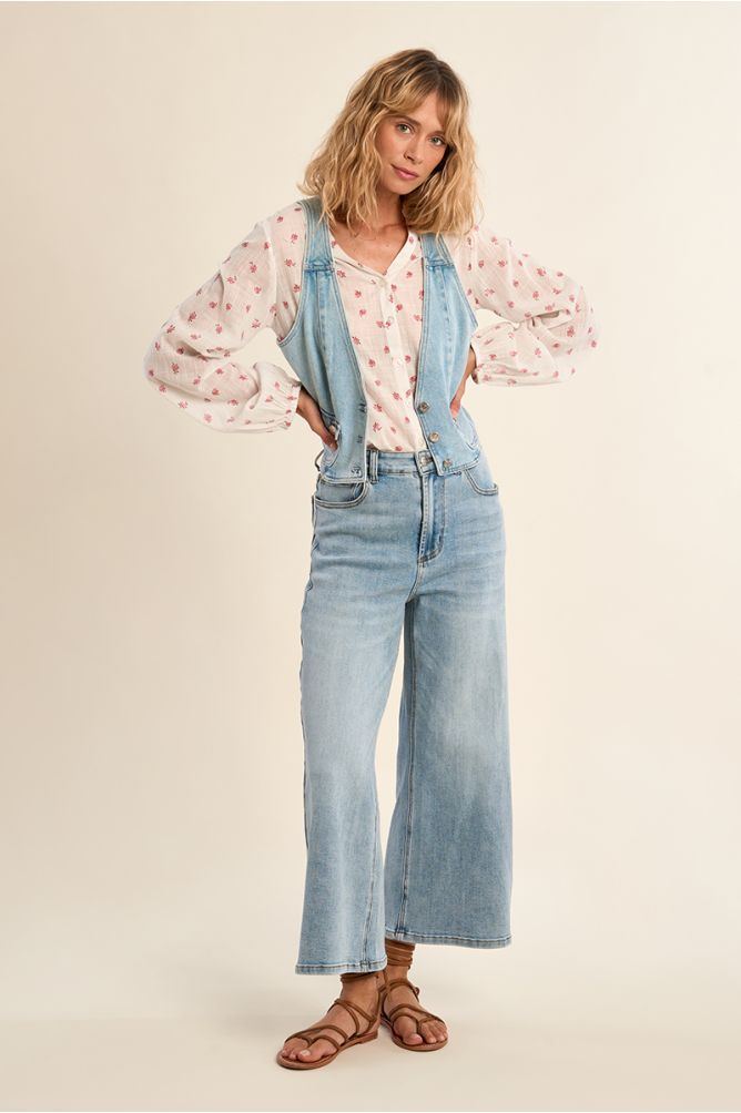 Veston en denim, col V