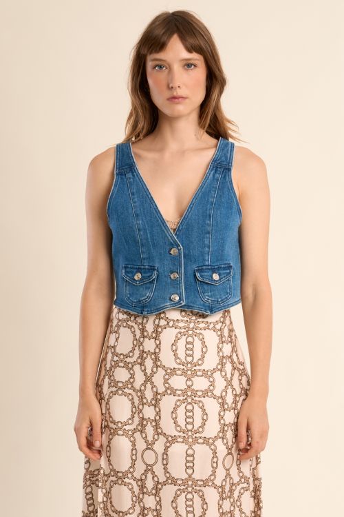 Denim jacket, V-neck