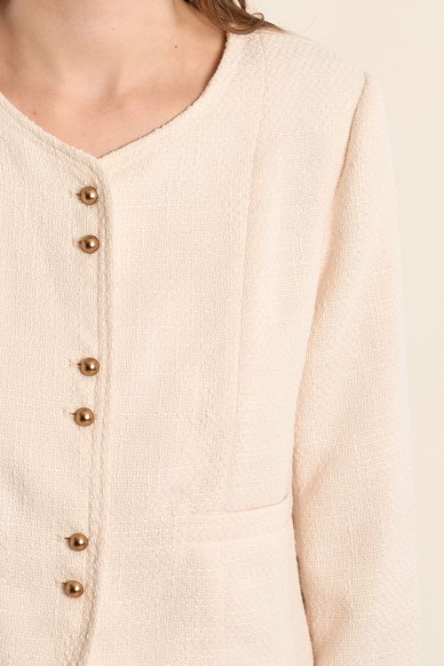 Chaqueta de mujer de manga larga, botones borados.