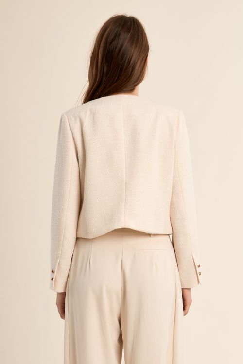 Chaqueta de mujer de manga larga, botones borados.