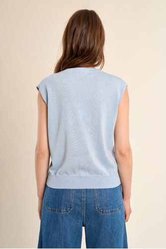 Jersey de mujer de manga corta, en tejido brillante.