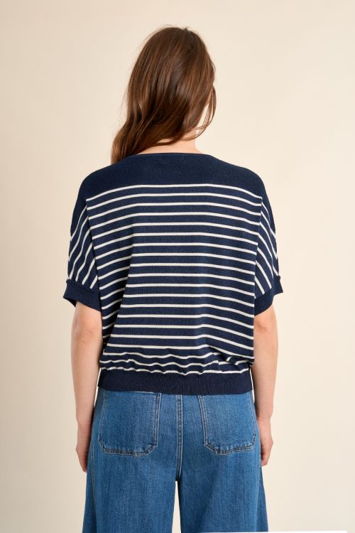 Short-sleeved sailor and cherry knit