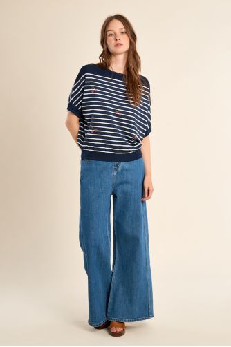 Jersey de mujer de manga corta, con estampado.