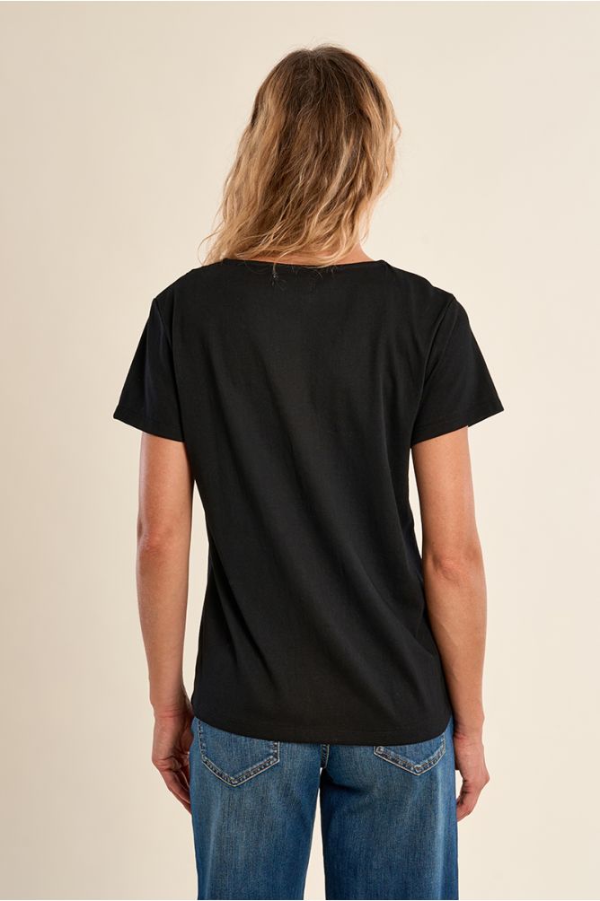 Camiseta de mujer de manga corta, detalle de encaje.