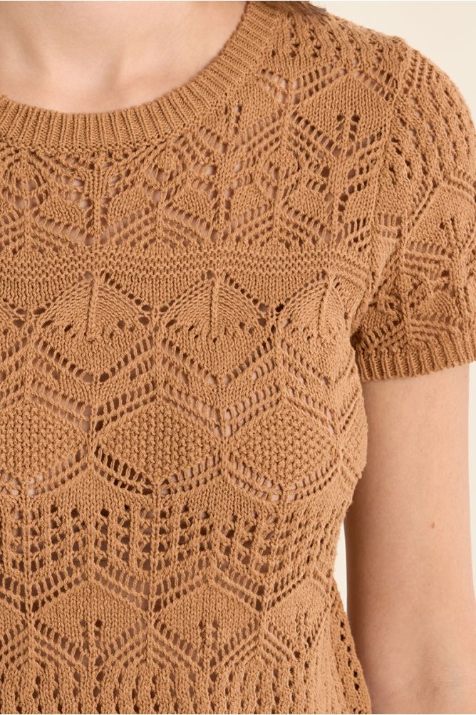 Short-sleeved crochet knit