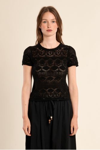 Short-sleeved crochet knit