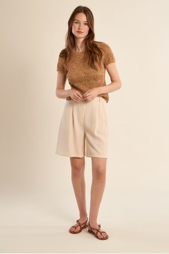 Short-sleeved crochet knit