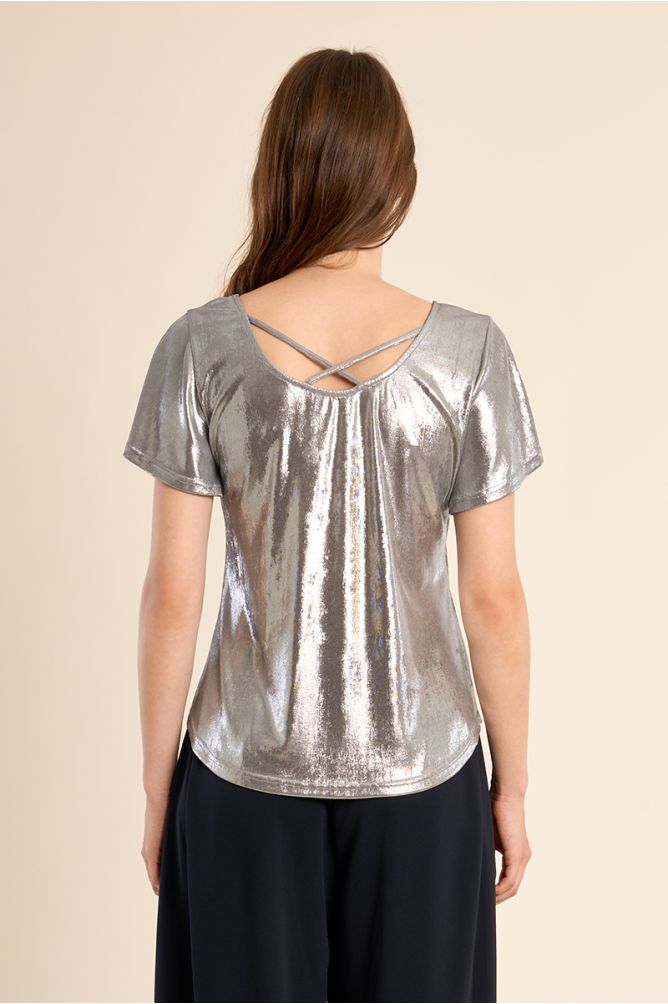 Halter T-shirt, metallic effect