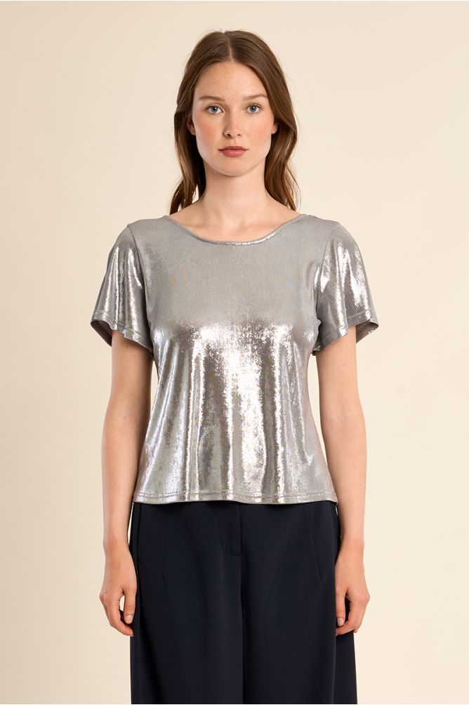 Halter T-shirt, metallic effect