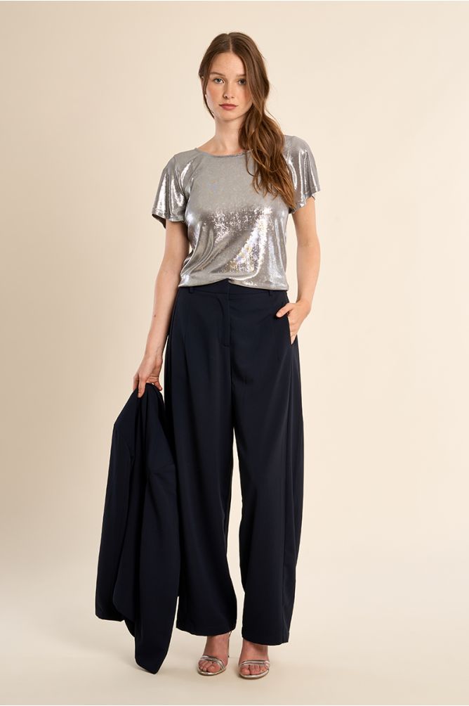 Halter T-shirt, metallic effect