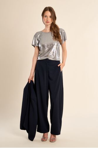 T-shirt dos nu, effet métallisé