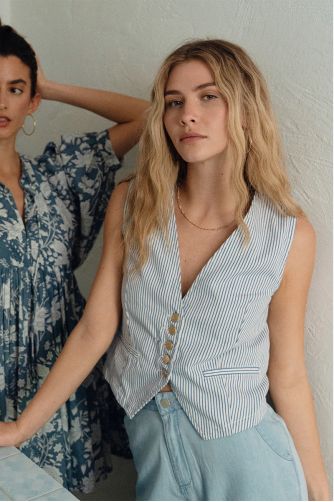 Veston en denim, rayé