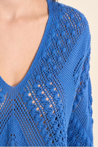Short-sleeved crochet knit