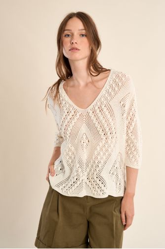 Jersey de mujer de manga larga, tejido bordado.