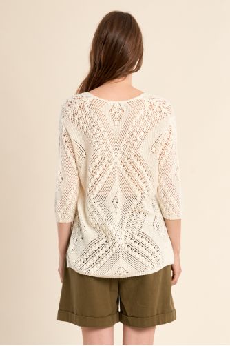 Short-sleeved crochet knit