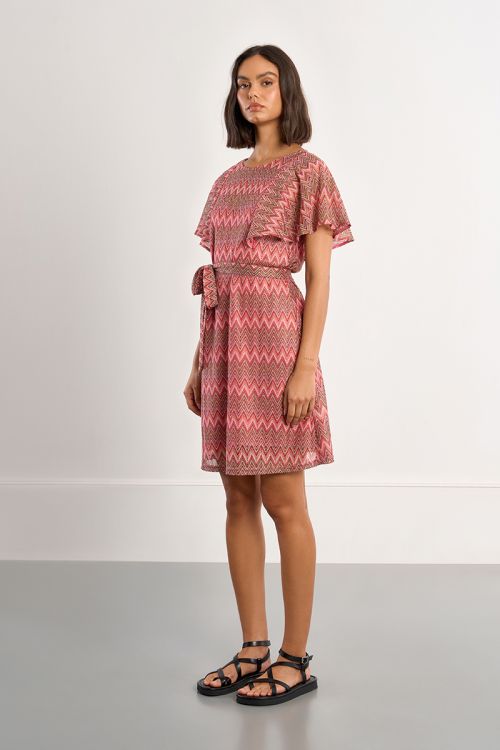 Vestido de manga corta mariposa, estampado multicolor.