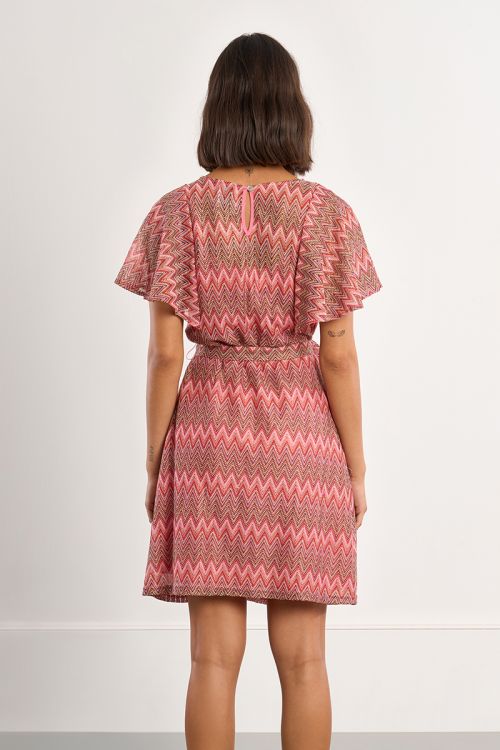 Vestido de manga corta mariposa, estampado multicolor.