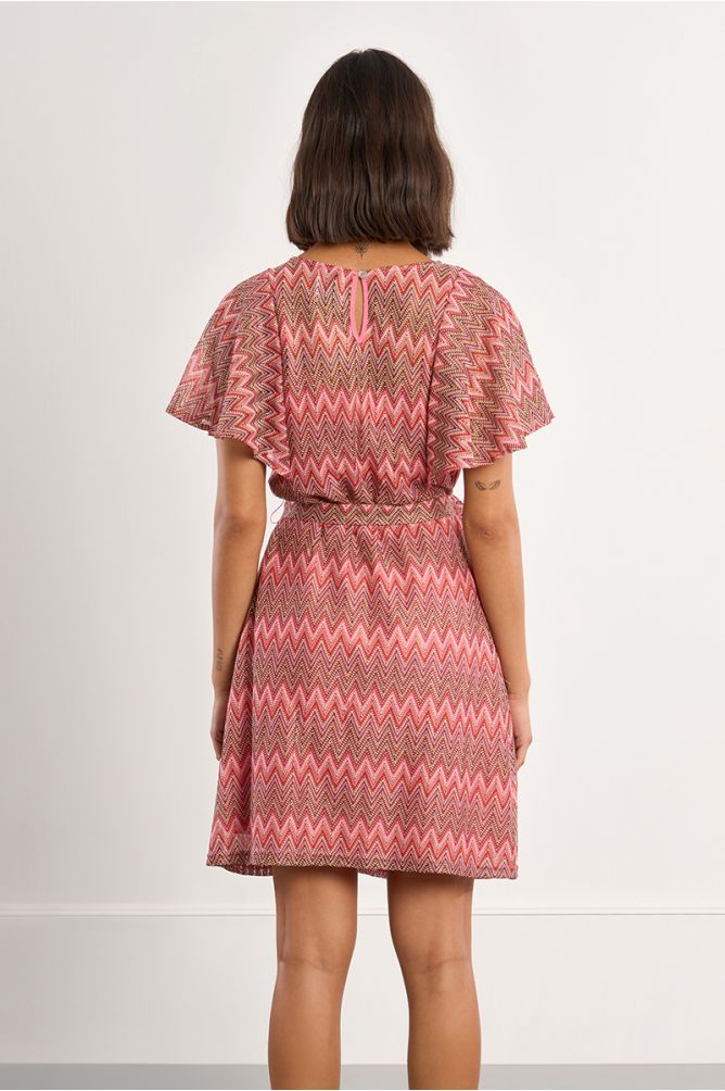 Vestido de manga corta mariposa, estampado multicolor.