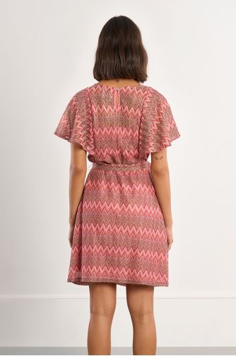 Vestido de manga corta mariposa, estampado multicolor.