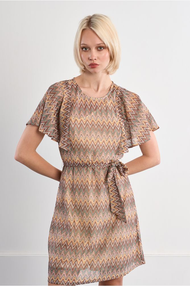 Vestido de manga corta mariposa, estampado multicolor.