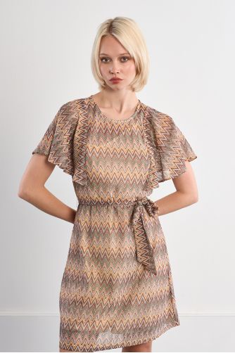 Vestido de manga corta mariposa, estampado multicolor.