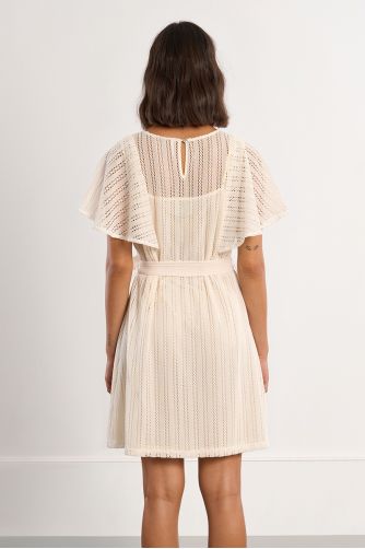 Openwork knit mini dress