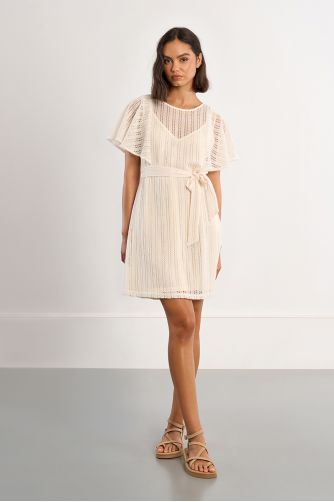 Openwork knit mini dress