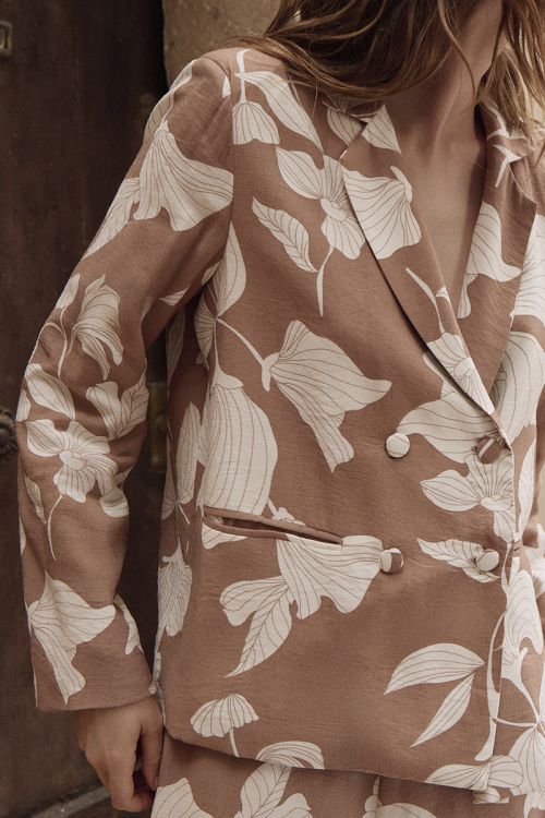 Blazer droit et court, imprimé