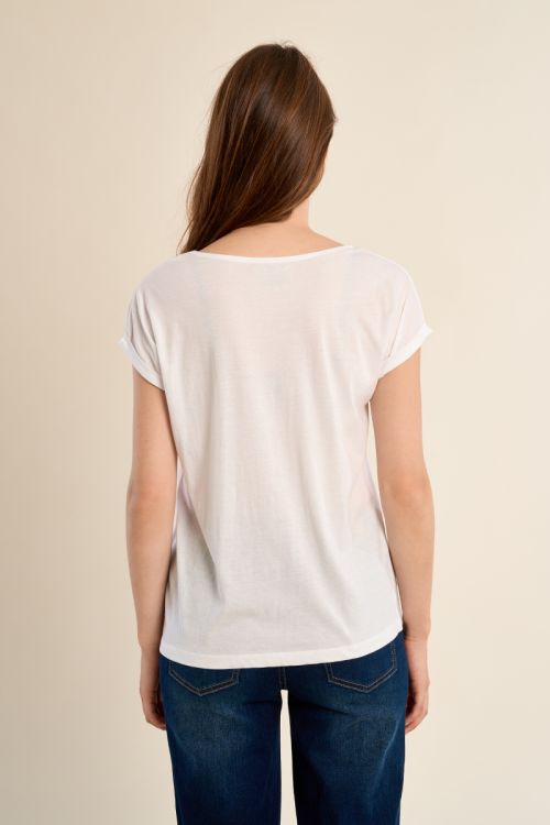 Camiseta de mujer de manga corta, con estampado.