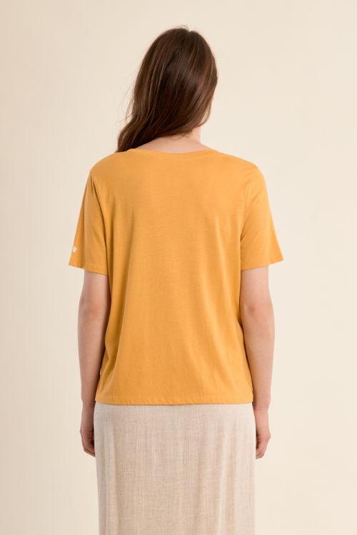 Camiseta de mujer de manga corta, estampado de texto.