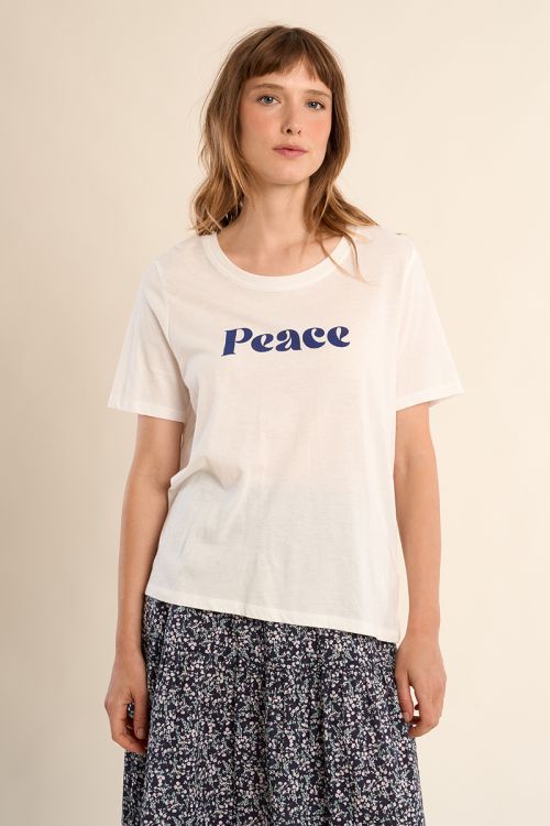 Camiseta de mujer de manga corta, estampado de texto.